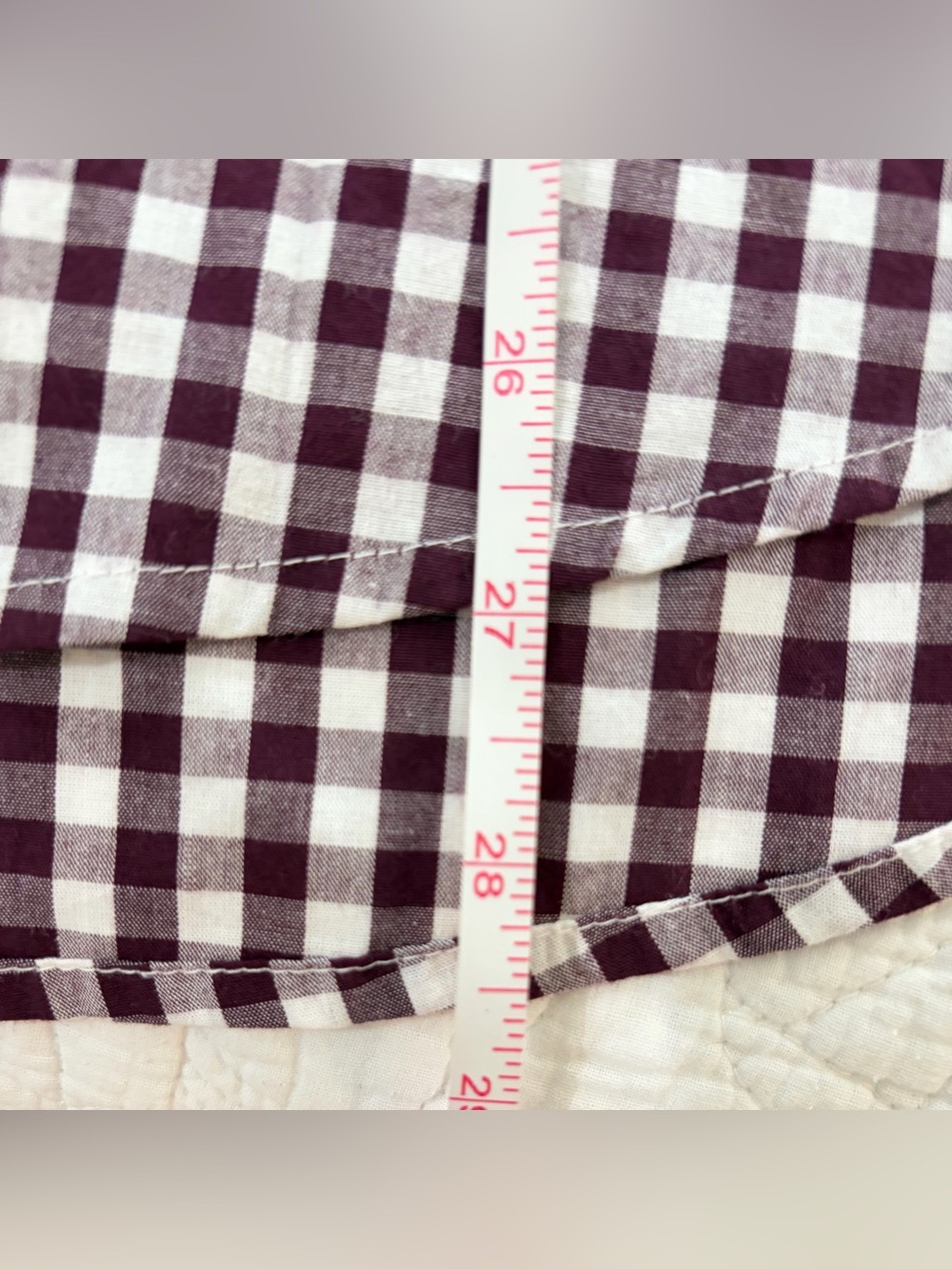 NWT SZ S/M Holly Shae Burgundy Gingham Button-Down Blouse with Ruffle Collar - - Picture 5 of 7